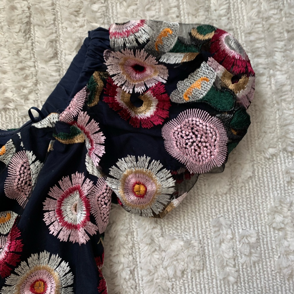 Sam Edelman Helium Floral Embroidered Off the Shoulder Dress (Size 10) - Picture 15 of 16